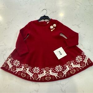 NWT Max Studio Festive Red Knit Dress toddler girl holiday 3T